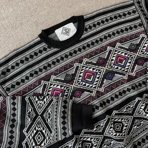 Vintage 80s Sun Valley Woman's Ski Sweater Neon Nordic Wool Pullover Size Large